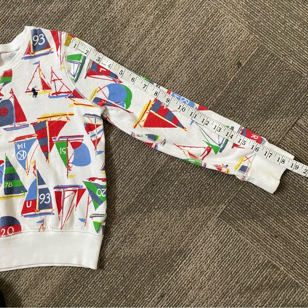 Polo by Ralph Lauren Kids (8-10) White Sweater with Colorful Sailboat Print - Picture 4 of 8